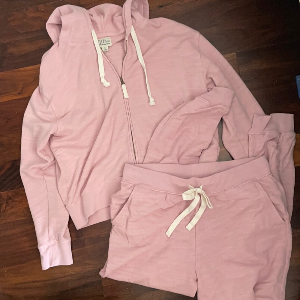 J Crew Pink Vintage Fleece Matching Sweatsuit
